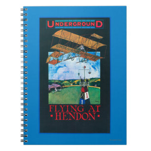 Grahame-White und Flugzeug über dem Flugplatzplaka Notizblock