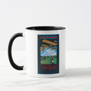Grahame-White und Flugzeug über Flugplatzposter Tasse