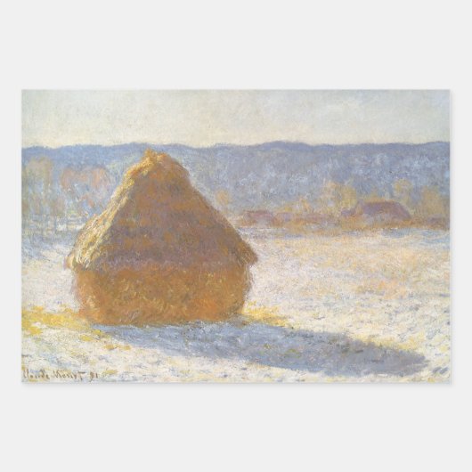 Grainstack am Morgen, Schneeeffekt von Claude Mone Geschenkpapier Set (Vorderseite 3)