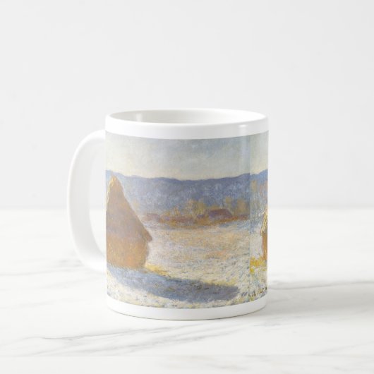 Grainstack am Morgen, Schneeeffekt von Claude Mone Kaffeetasse (Vorderseite Links)