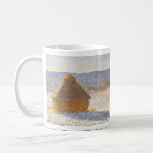 Grainstack am Morgen, Schneeeffekt von Claude Mone Kaffeetasse (Links)
