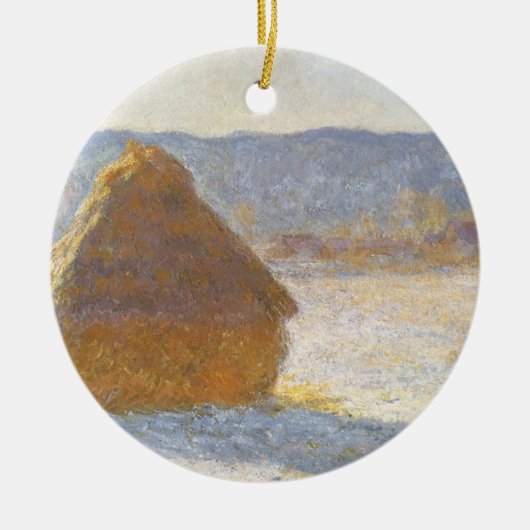Grainstack am Morgen, Schneeeffekt von Claude Mone Keramikornament (Vorne)