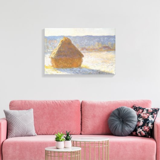 Grainstack am Morgen, Schneeeffekt von Claude Mone Leinwanddruck (Insitu (Wohnzimmer))