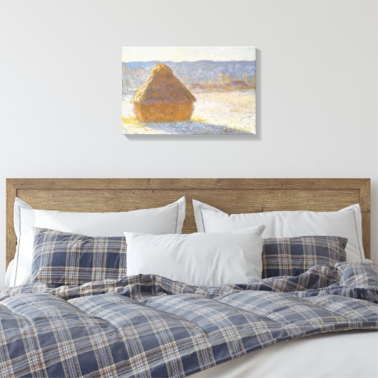 Grainstack am Morgen, Schneeeffekt von Claude Mone Leinwanddruck (Insitu (Schlafzimmer))