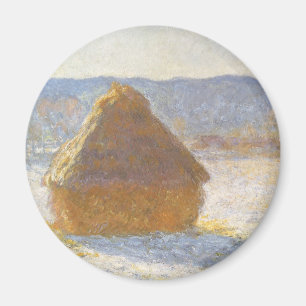 Grainstack am Morgen, Schneeeffekt von Claude Mone Magnet