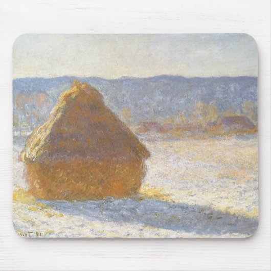 Grainstack am Morgen, Schneeeffekt von Claude Mone Mousepad (Vorne)