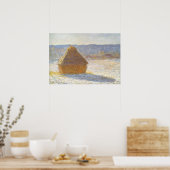 Grainstack am Morgen, Schneeeffekt von Claude Mone Poster (Küche)