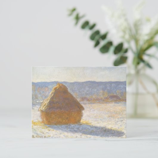 Grainstack am Morgen, Schneeeffekt von Claude Mone Postkarte (Stehend Vorderseite)