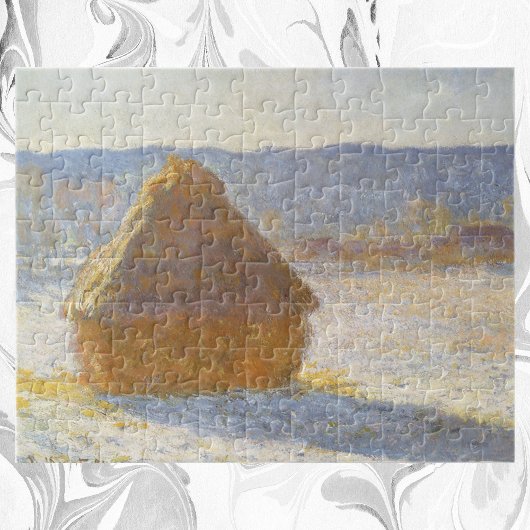 Grainstack am Morgen, Schneeeffekt von Claude Mone Puzzle