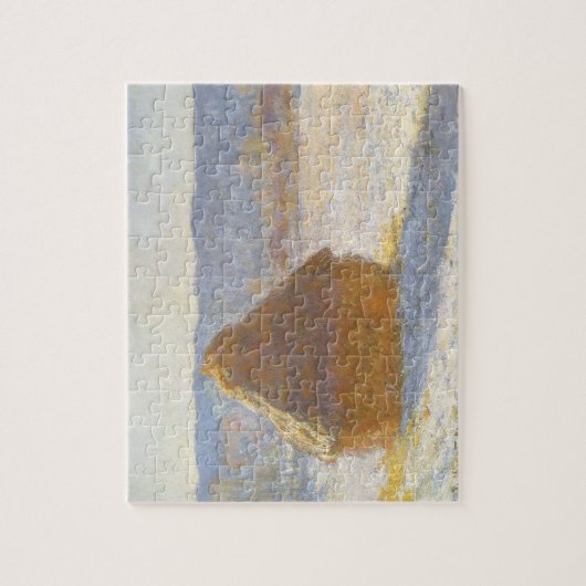 Grainstack am Morgen, Schneeeffekt von Claude Mone Puzzle (Vertikal)