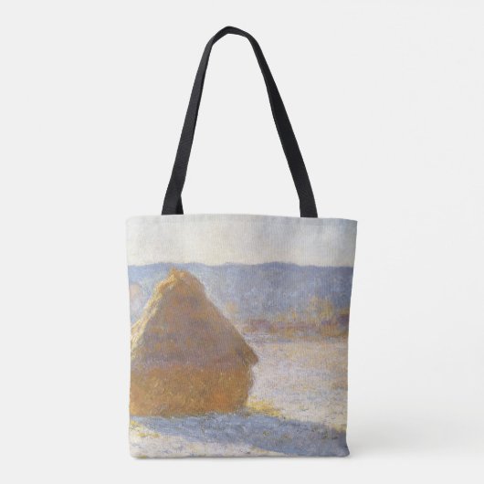 Grainstack am Morgen, Schneeeffekt von Claude Mone Tasche (Rückseite)