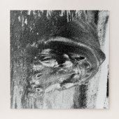 Grainy Schwarz-weiß Hippo Art, Jigsaw Puzzle (Horizontal)