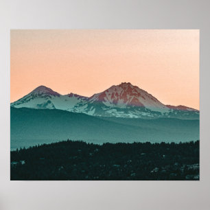 Grainy Sunset Mountain View // Orange Skies Poster