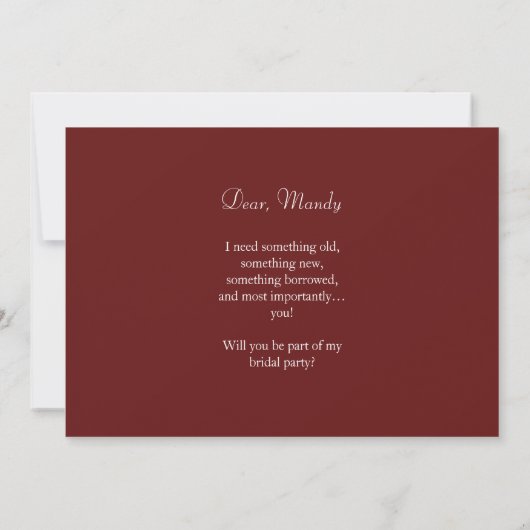 GRAKEFUL Blogs werden Sie meine Bridesmaid Card se Einladung (Rückseite)