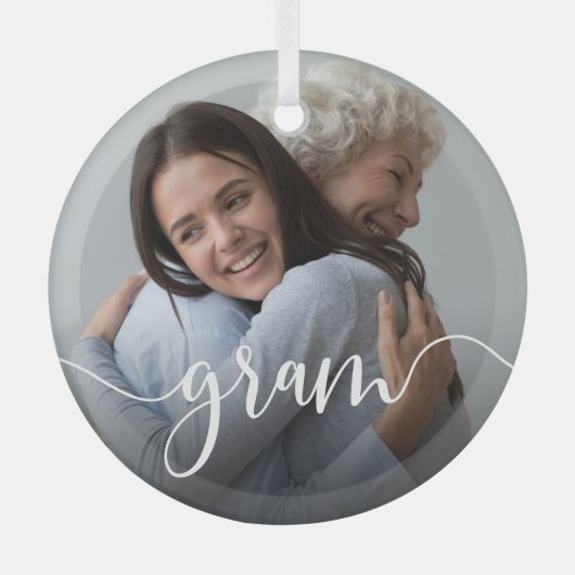 Gram Oma Script Overlay Ornament Aus Glas (Vorderseite)