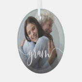 Gram Oma Script Overlay Ornament Aus Glas (Vorderseite links)