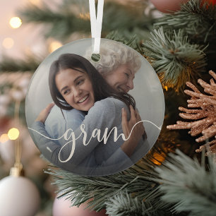 Gram Oma Script Overlay Ornament Aus Glas