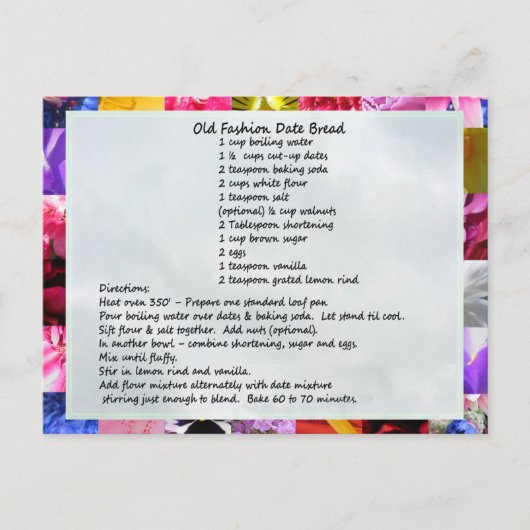 GramaBarb's Date Loaf Rezept Postkarte (Vorderseite)