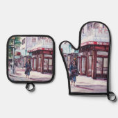 Gramercy Coffee Corner Ofenhandschuh & Topflappen-Set (Vorderseite)