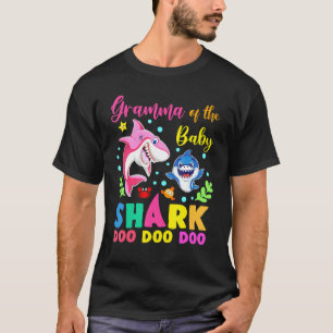 Gramma des Geburtstagsjungen Hais Pink Blue Doo Do T-Shirt