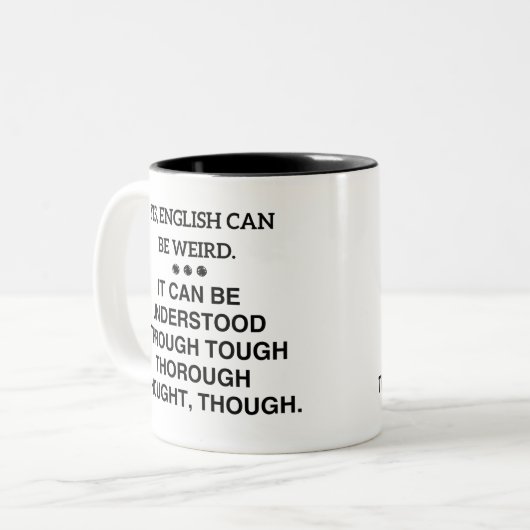 Grammar Coffee, JA, ENGLISCH KANN WEIRD Lehrer SEI Zweifarbige Tasse (Vorderseite Links)