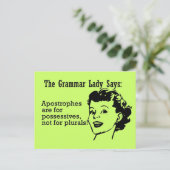 Grammar Lady Apostrophen Postkarten (Stehend Vorderseite)