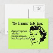 Grammar Lady Apostrophen Postkarten (Vorne/Hinten)