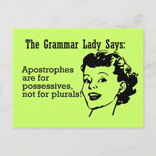 Grammar Lady Apostrophen Postkarten (Vorderseite)