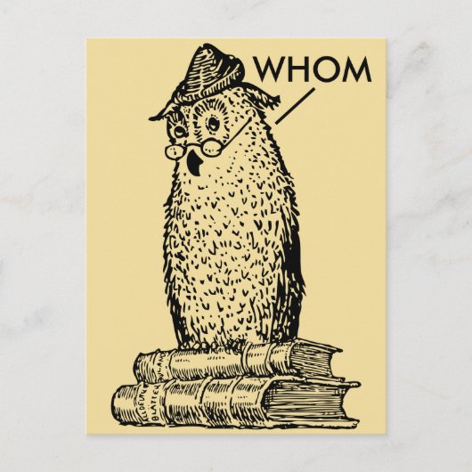 Grammar Owl sagt wem Postkarte (Vorderseite)