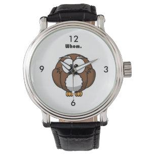 Grammar Owl Who Funny Writer Joke Cartoon Armbanduhr