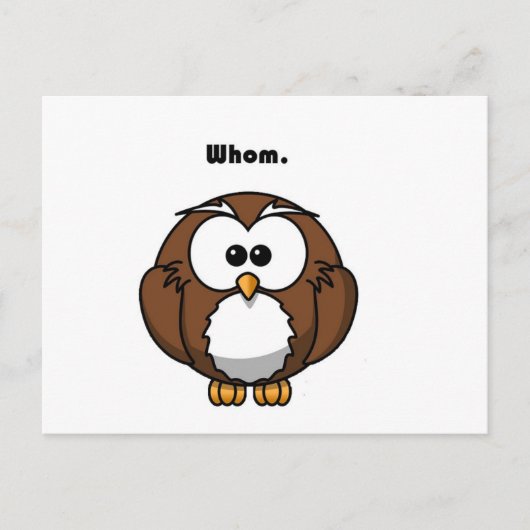 Grammar Owl Who Funny Writer Joke Cartoon Postkarte (Vorderseite)