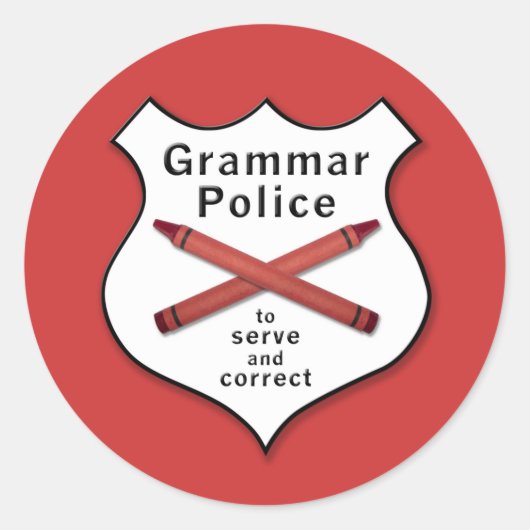 Grammar Police Abzeichen Runder Aufkleber (Vorderseite)