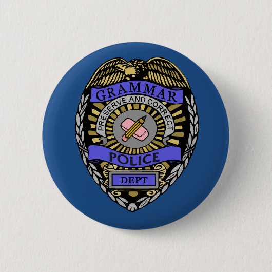 Grammar Police Dept Abzeichen Pencil Eraser Button (Vorderseite)