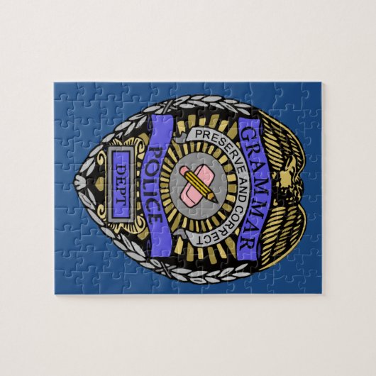 Grammar Police Dept Badge Pencil Eraser Puzzle (Horizontal)