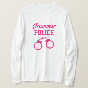 Grammar Police rosa Handschellen langen Ärmellehr T-Shirt