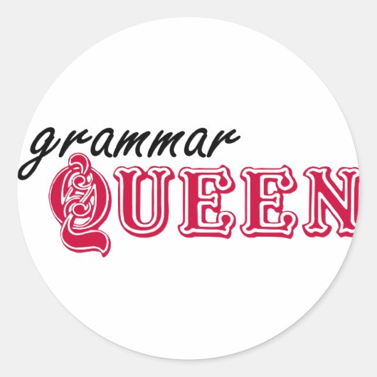 Grammar Queen Runder Aufkleber (Vorderseite)