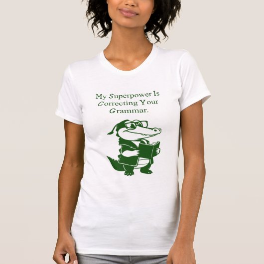 Grammar Superpower Funny English Teacher Design T-Shirt (Vorderseite)