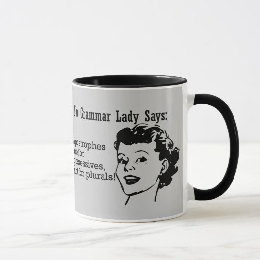 Grammatik-Dame Apostrophes Mugs Tasse (Rechts)