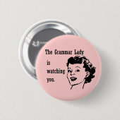 Grammatik-Dame Watching Buttons (Vorne & Hinten)