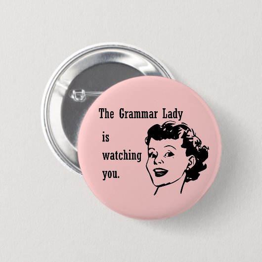 Grammatik-Dame Watching Buttons (Vorne & Hinten)