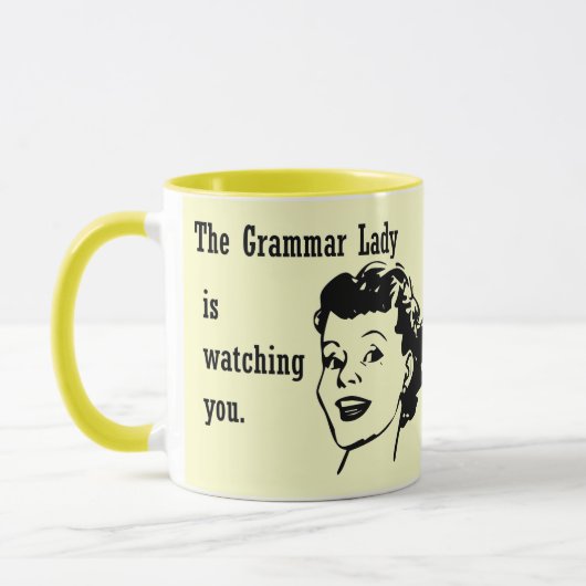 Grammatik-Dame Watching Mugs Tasse (Links)