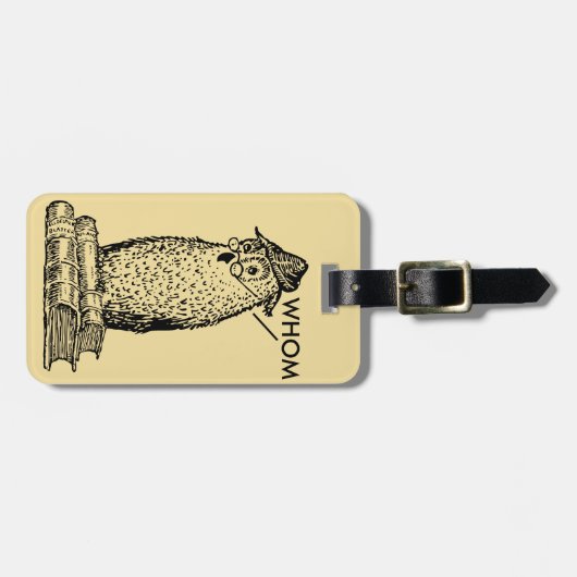 Grammatik-Eule sagt, wem Gepäckanhänger (Vorderseite horizontal)