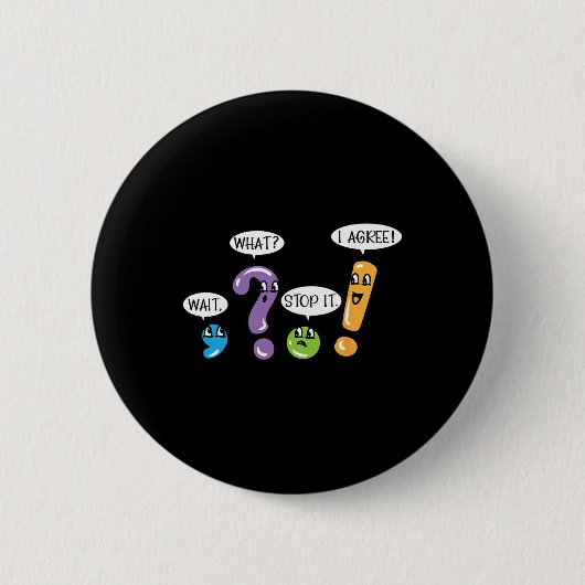 Grammatik Interpunktion Wart Was Stop Es Ich Stimm Button (Vorderseite)