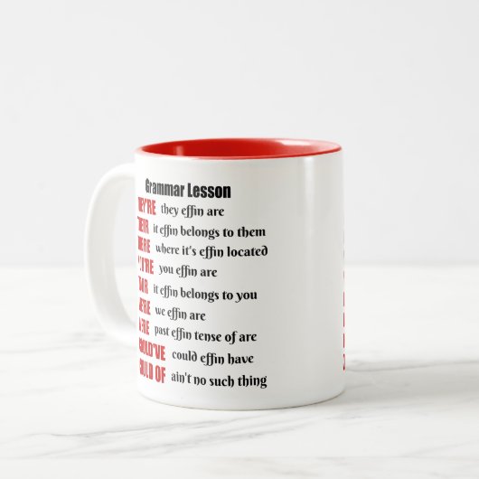 Grammatik-Lektions-Spaß sind sie ihre dort Zweifarbige Tasse (Vorderseite Links)
