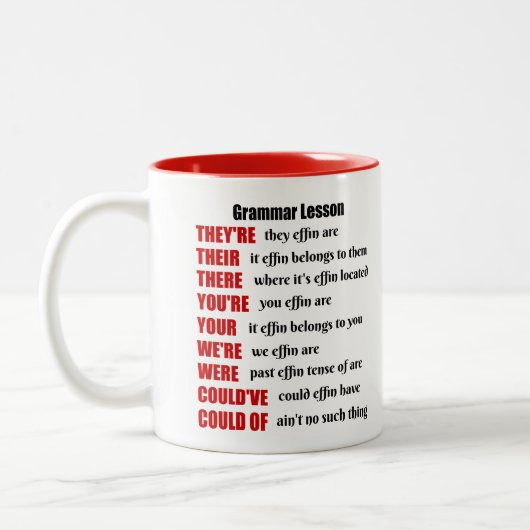Grammatik-Lektions-Spaß sind sie ihre dort Zweifarbige Tasse (Links)