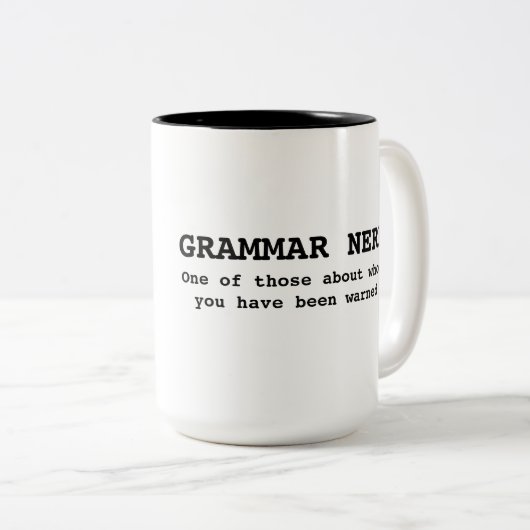 Grammatik-Nerd-Tasse Zweifarbige Tasse (VorderseiteRechts)