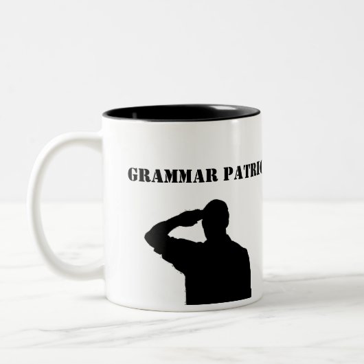 Grammatik-Patriot-Tasse Zweifarbige Tasse (Links)