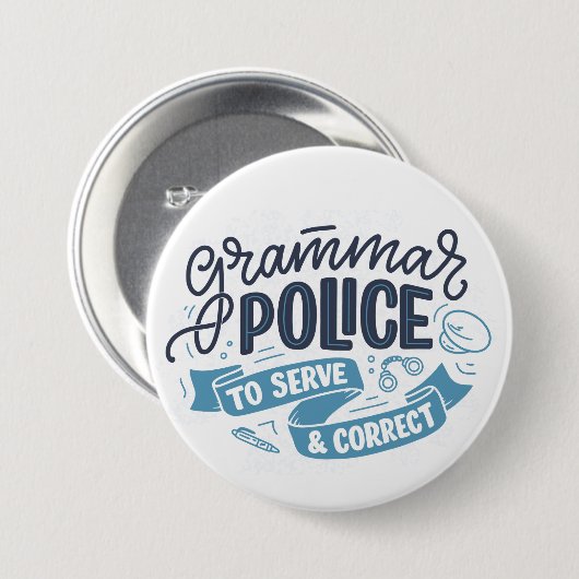 Grammatik-Polizei-Button Button (Vorne & Hinten)
