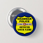 Grammatik-Polizei-kundengerechter Knopf Button (Vorne & Hinten)