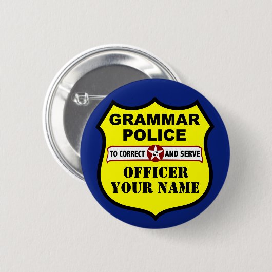 Grammatik-Polizei-kundengerechter Knopf Button (Vorne & Hinten)